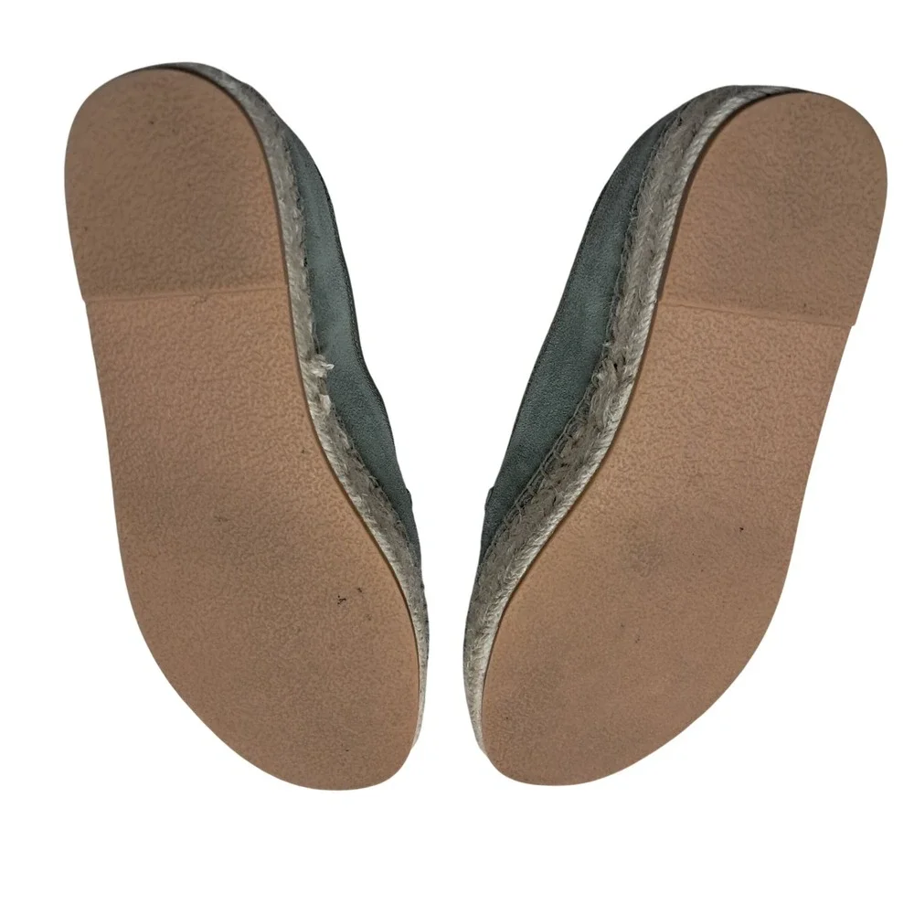 Talbots Quinn Bow Suede Platform Espadrilles Women's 6.5 Sage Green Leather‎